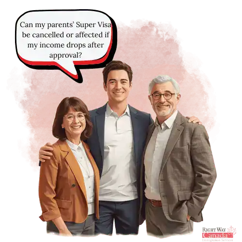 Can my parents’ Super Visa be cancelled or affected if my income drops after approval?