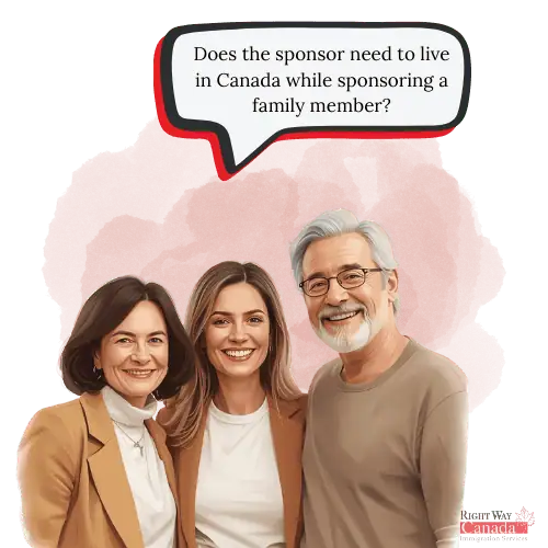 Does the sponsor need to live in Canada while sponsoring a family member?