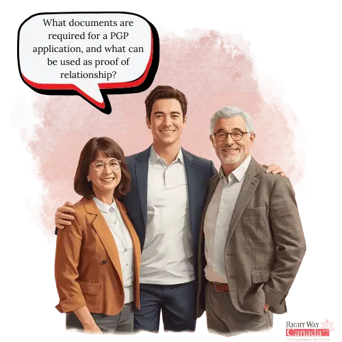 What documents are required for a PGP application, and what can be used as proof of relationship?