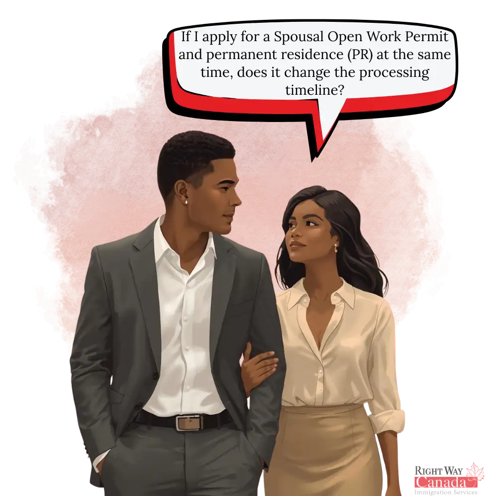 If I apply for a Spousal Open Work Permit and permanent residence (PR) at the same time, does it change the processing timeline?