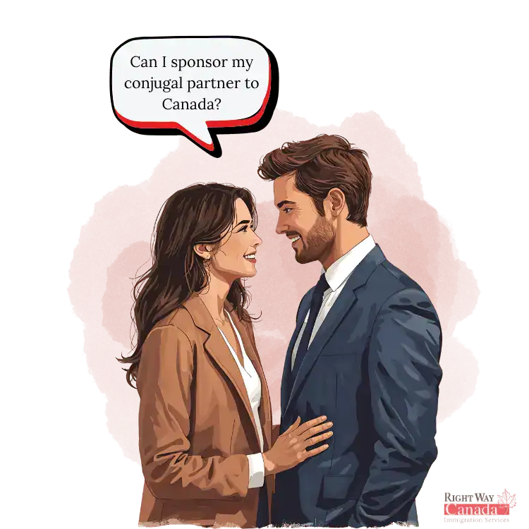 Illustration Of A Couple Asking If They Can Sponsor A Conjugal Partner To Canada
