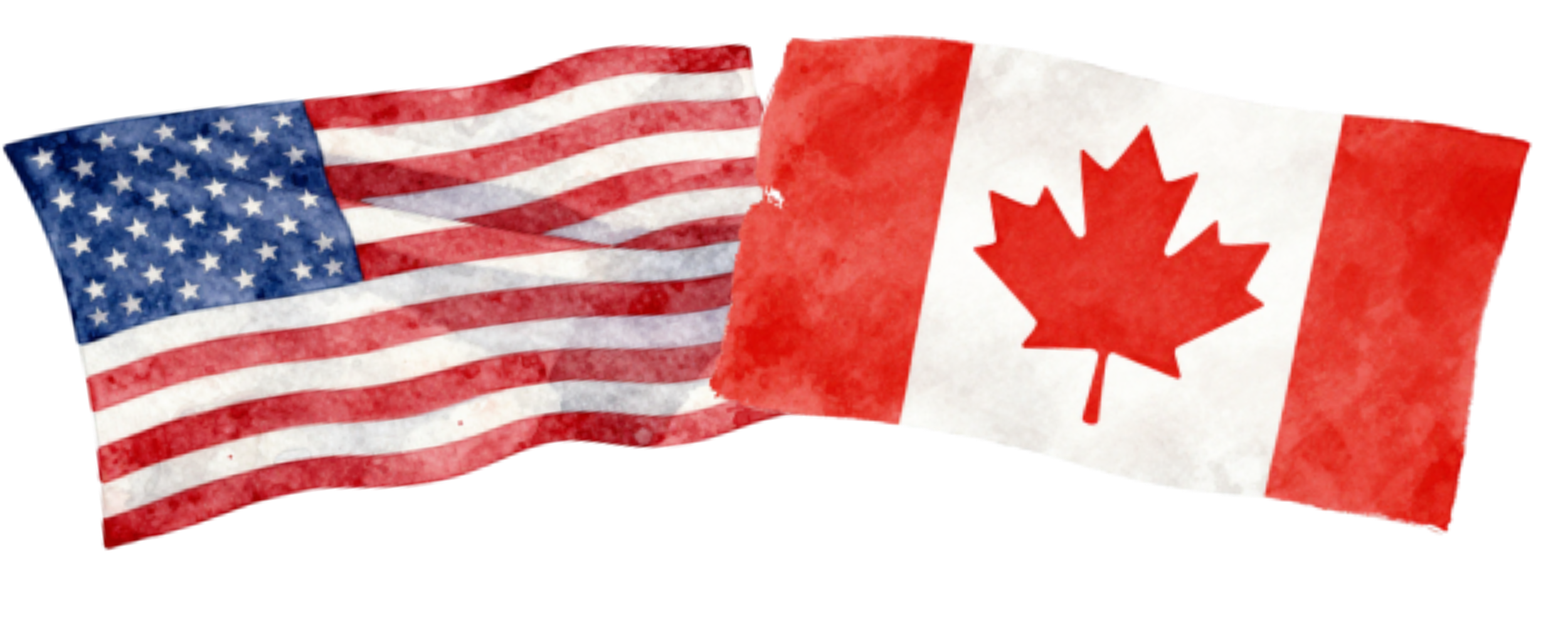 United States and Canadian flags representing immigration from the United States to Canada