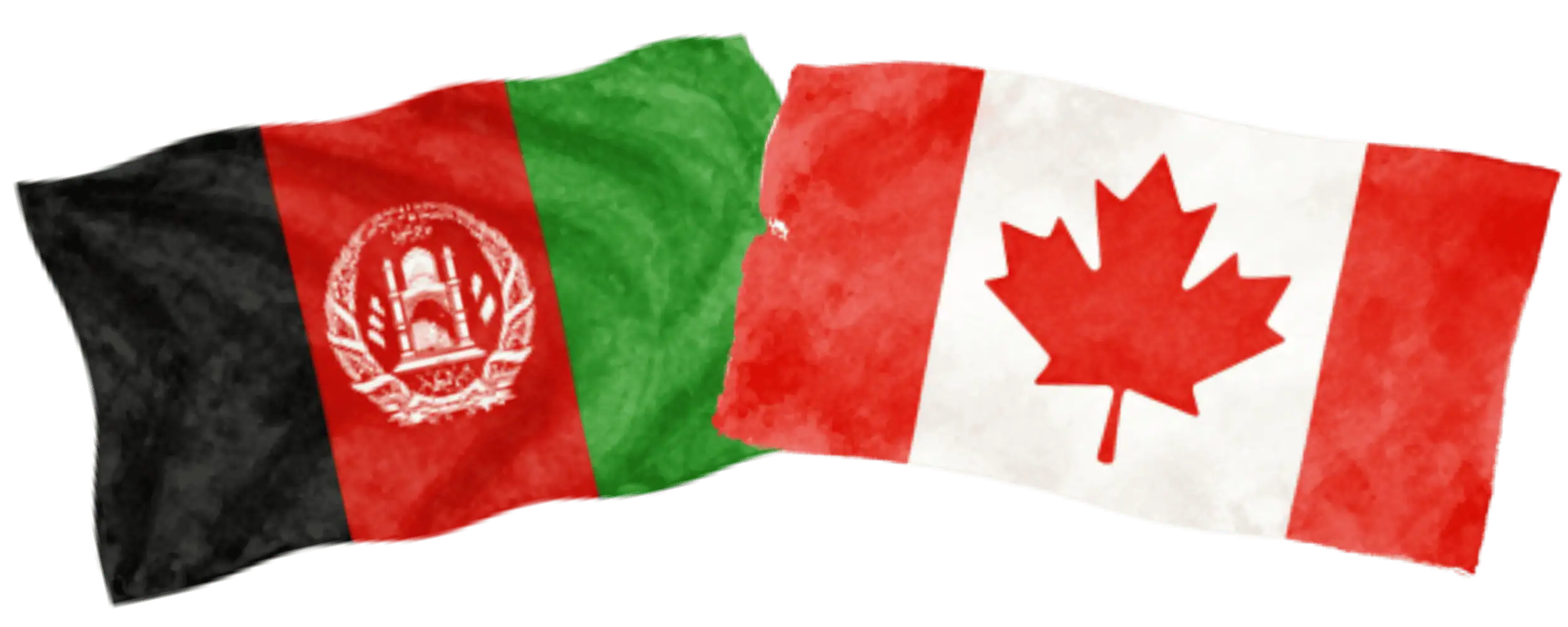 Afghan and Canadian flags representing immigration from Afghanistan to Canada