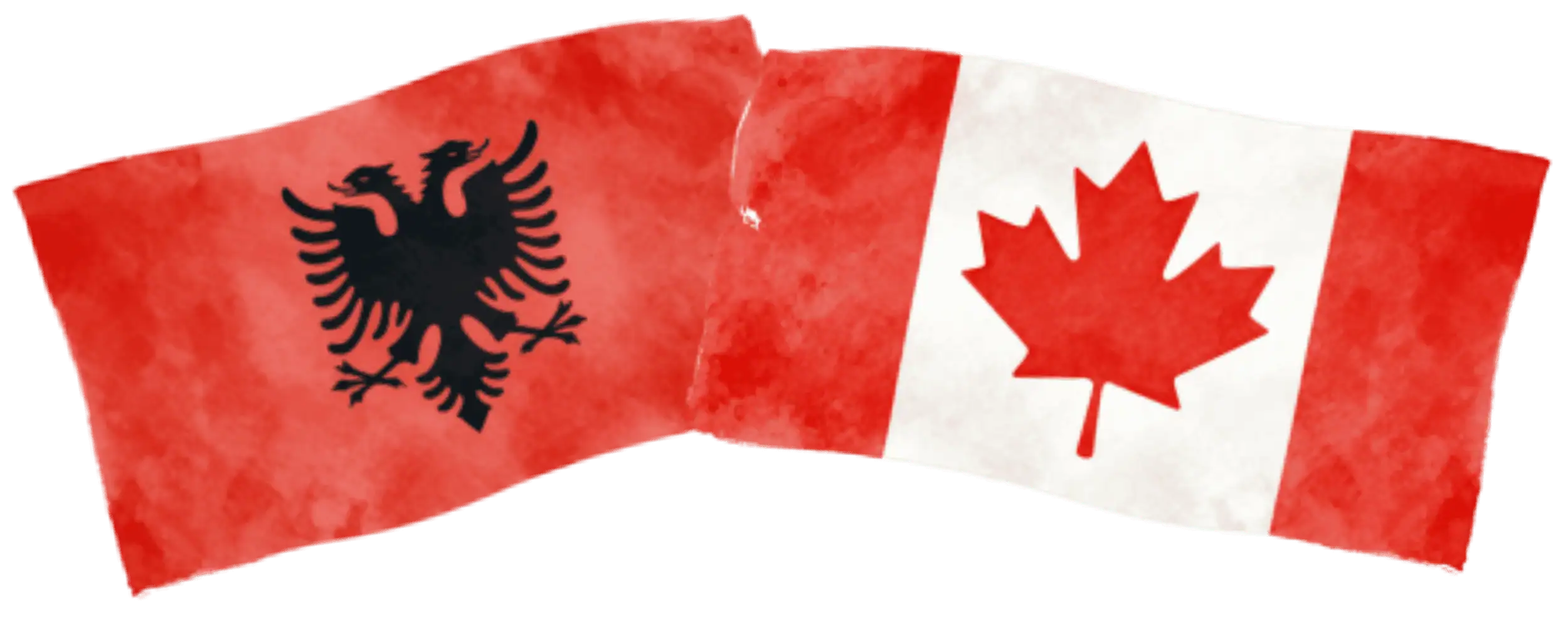 Albanian and Canadian flags representing immigration from Albania to Canada