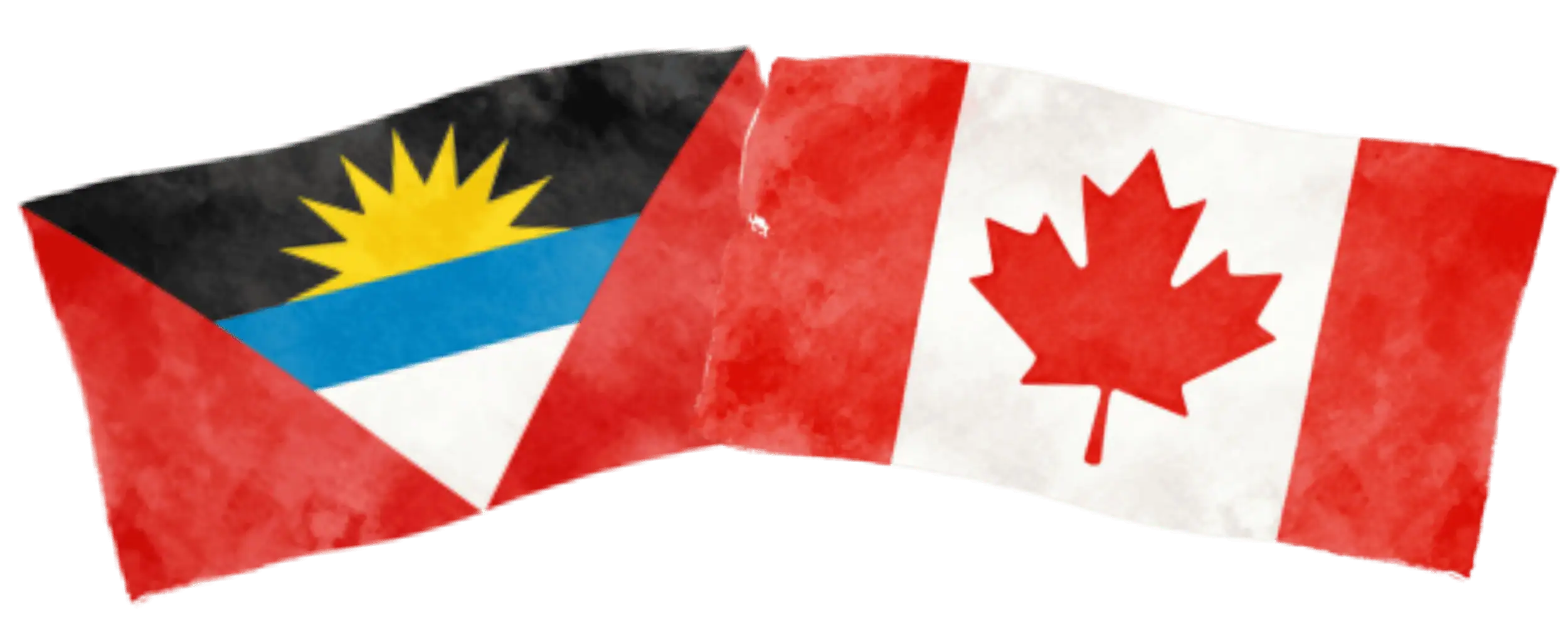 Antiguan and Barbudan and Canadian flags representing immigration from Antigua and Barbuda to Canada