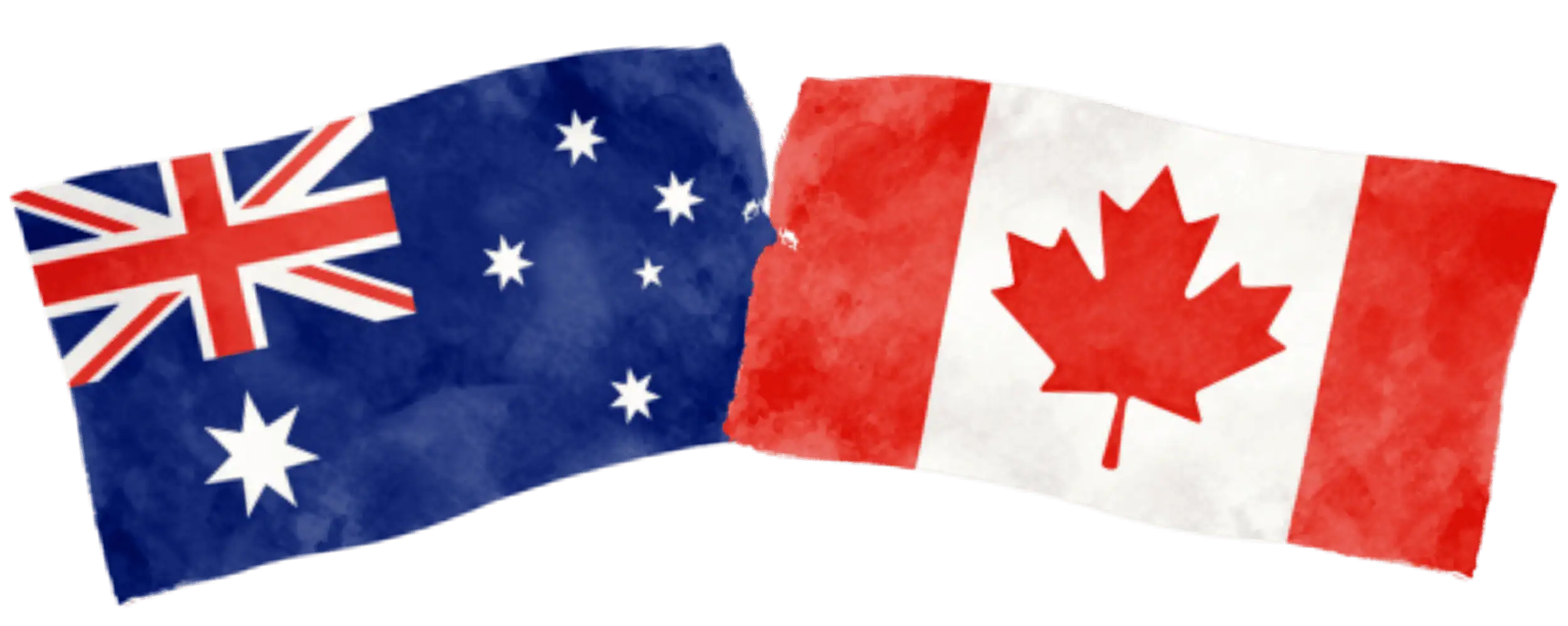 Australian and Canadian flags representing immigration from Australia to Canada