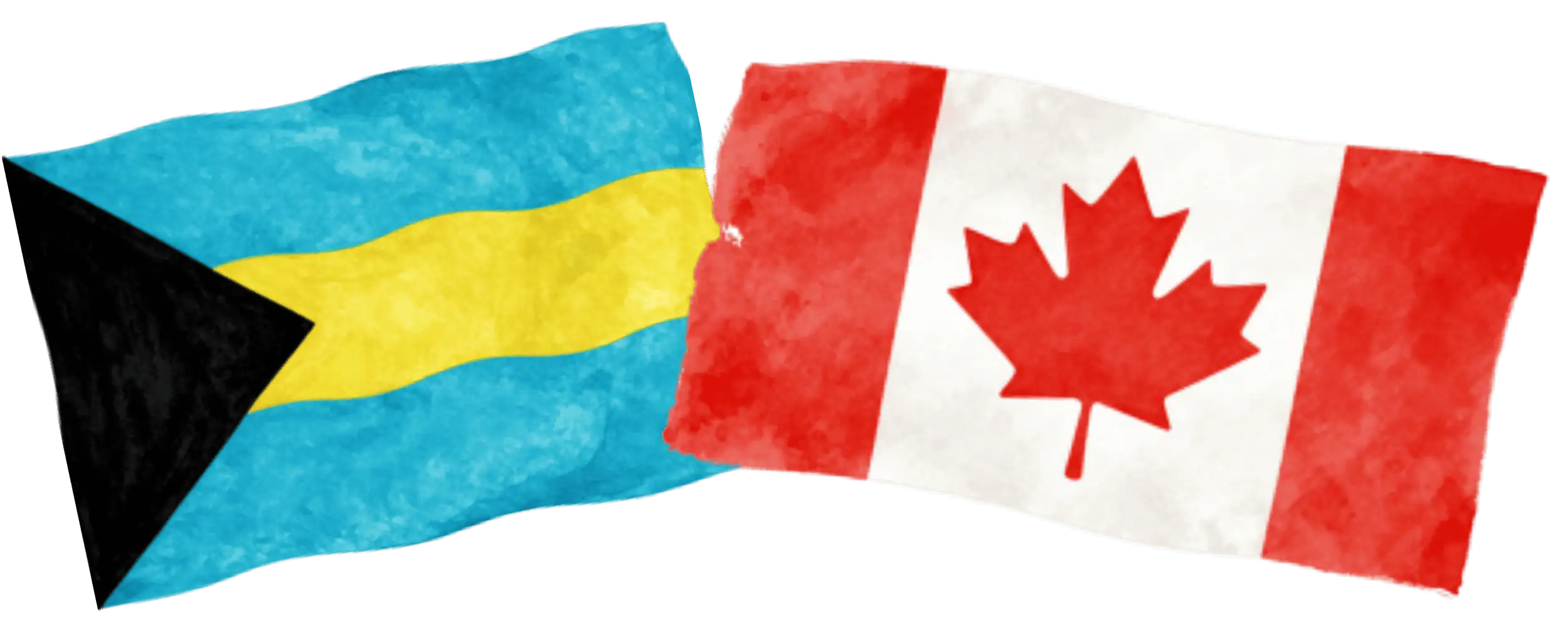 Bahamian and Canadian flags representing immigration from the Bahamas to Canada