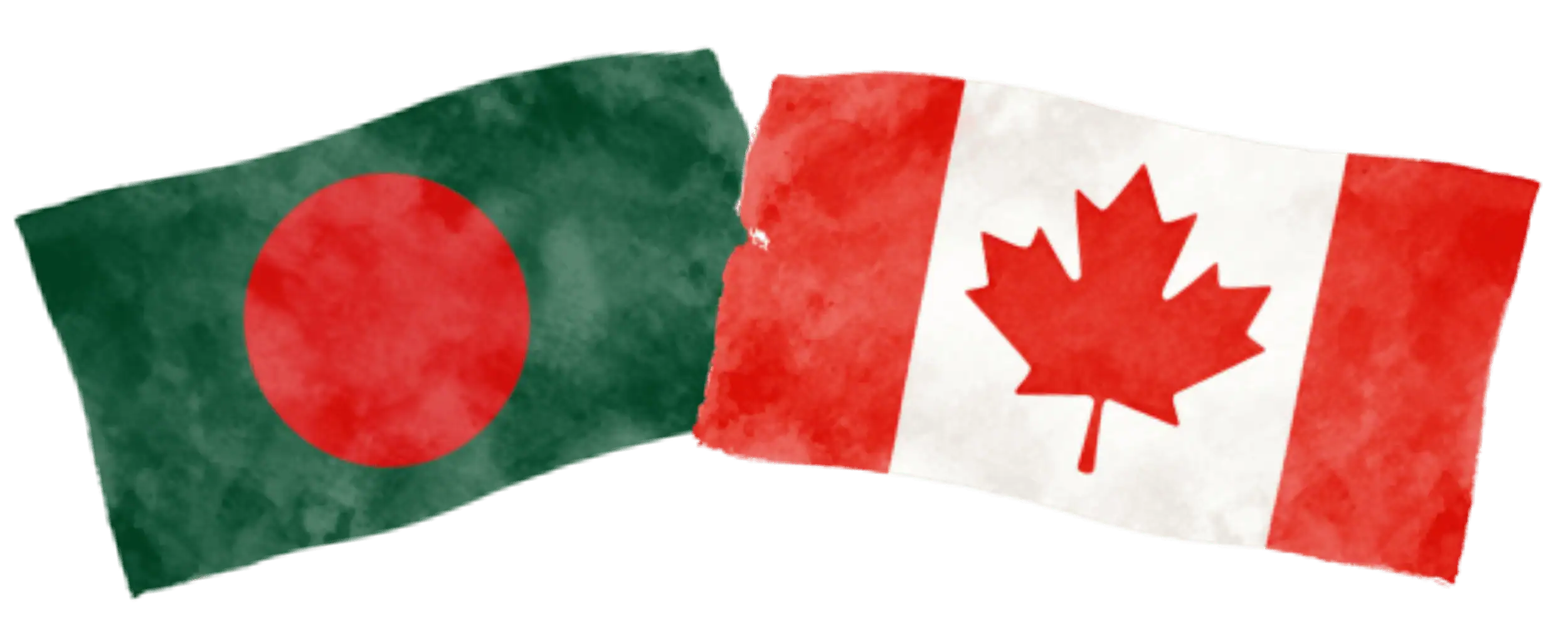 Bangladeshi and Canadian flags representing immigration from Bangladesh to Canada