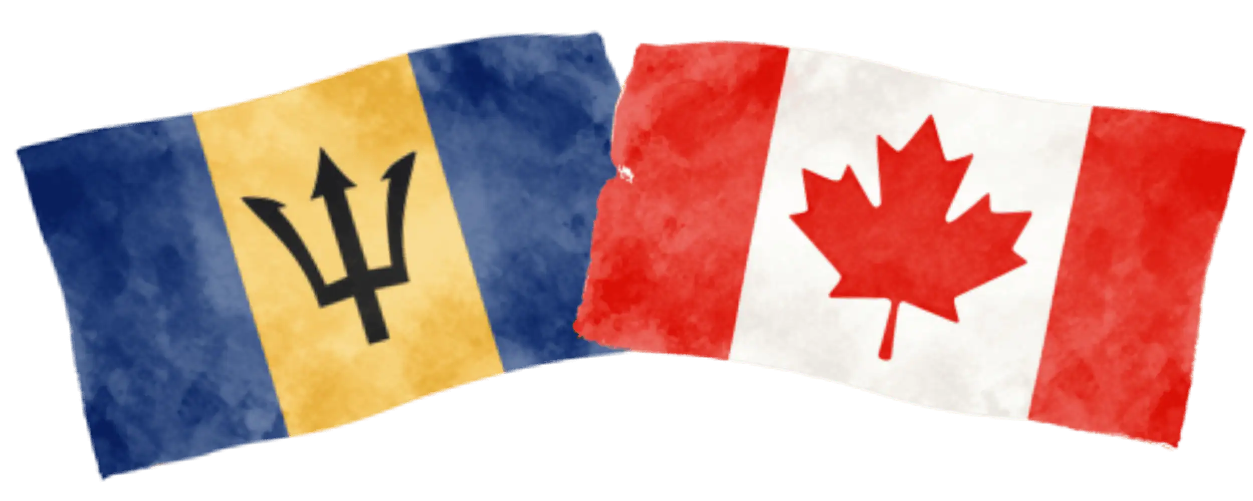 Barbadian and Canadian flags representing immigration from Barbados to Canada