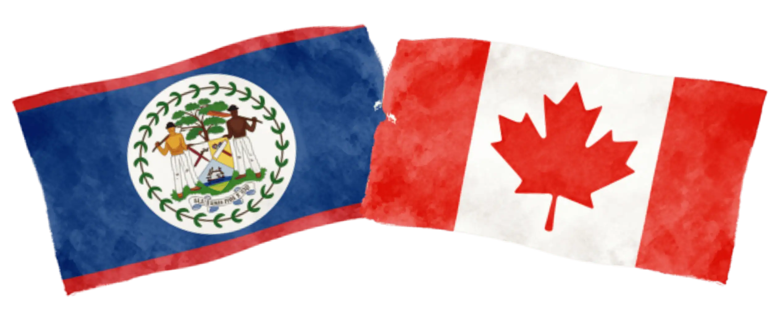 Belizean and Canadian flags representing immigration from Belize to Canada