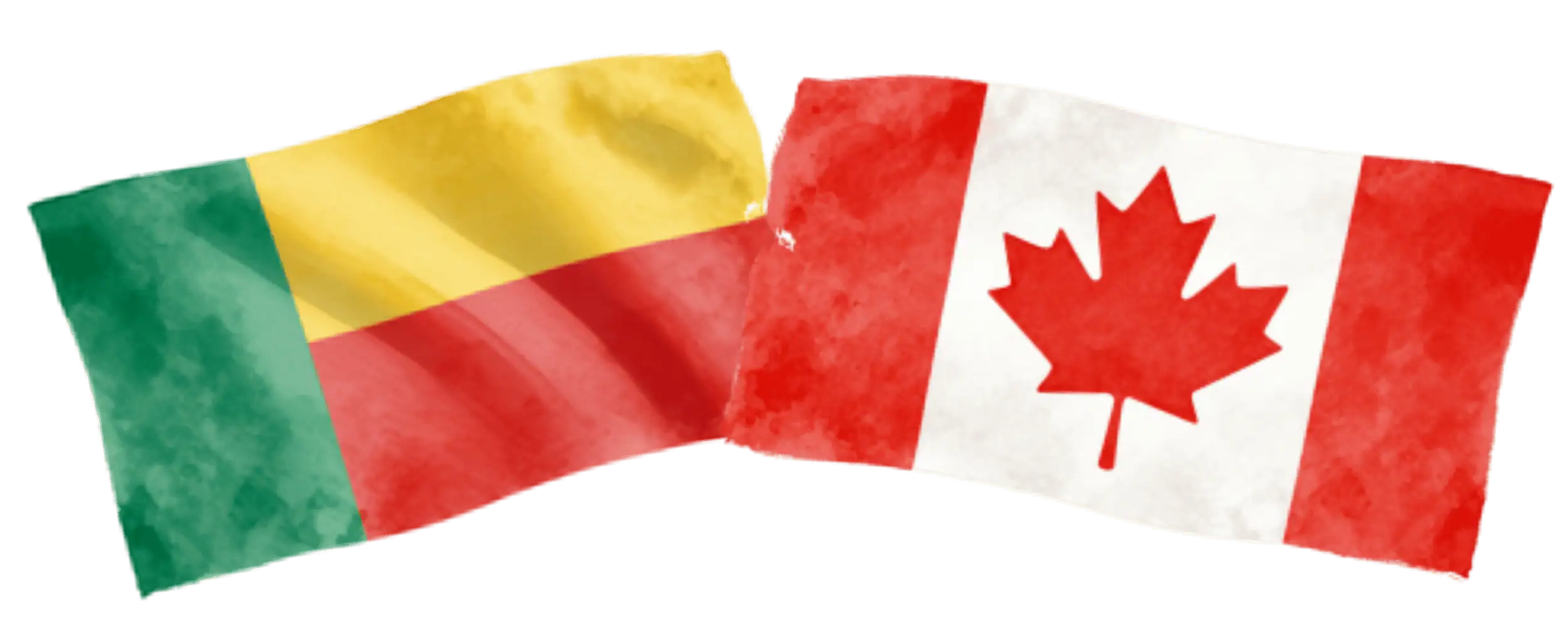 Beninese and Canadian flags representing immigration from Benin to Canada