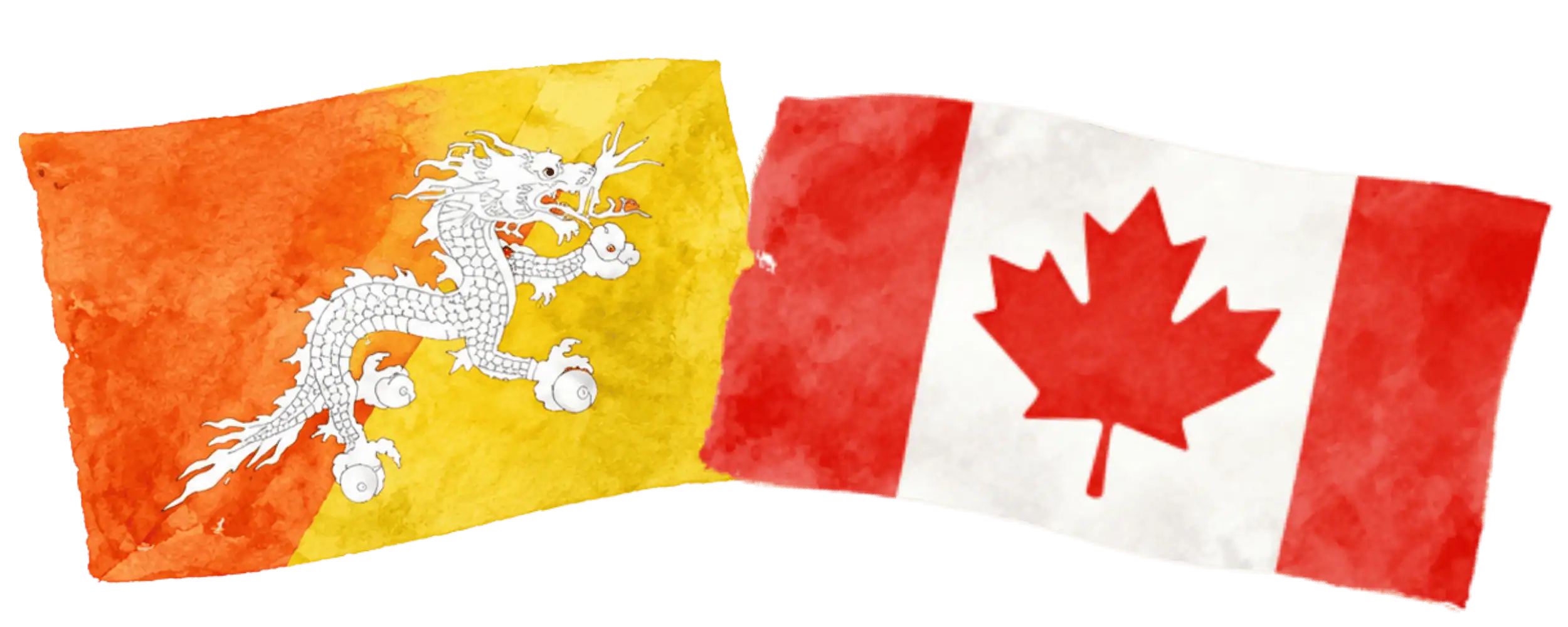 Bhutanese and Canadian flags representing immigration from Bhutan to Canada