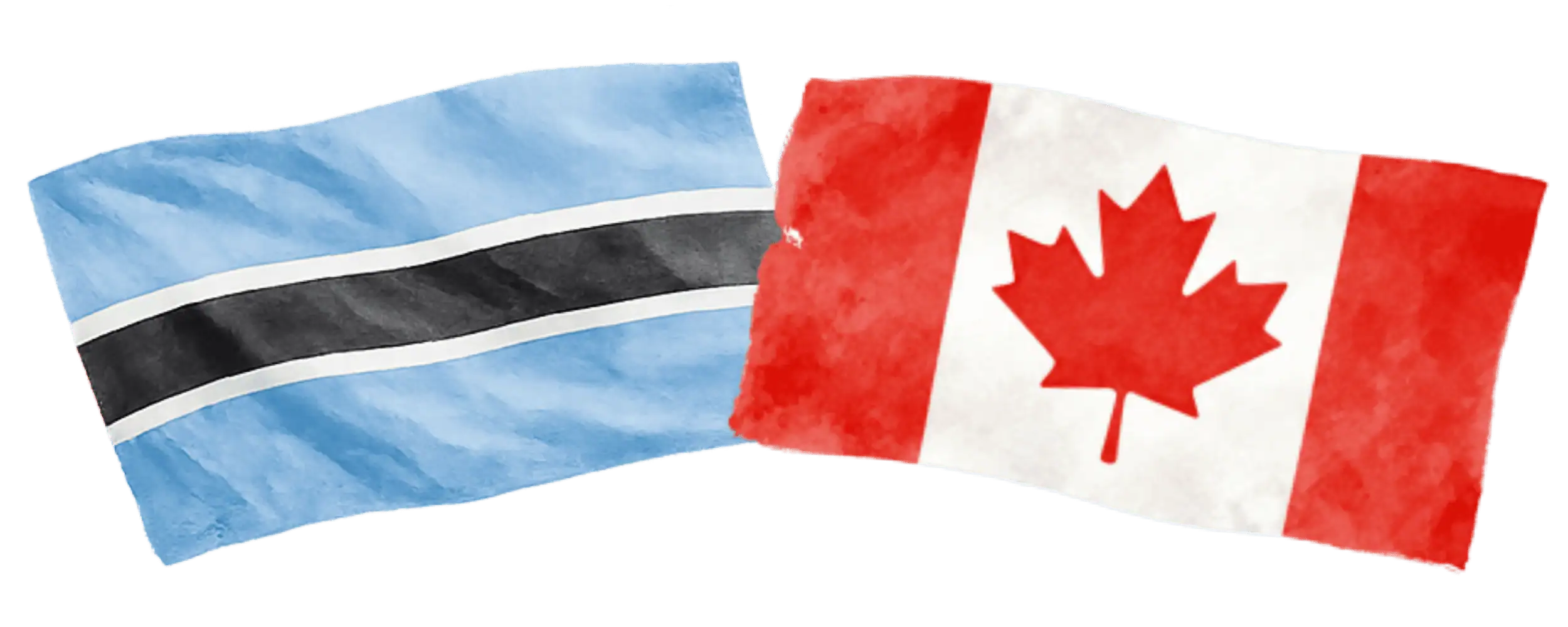 Botswanan and Canadian flags representing immigration from Botswana to Canada