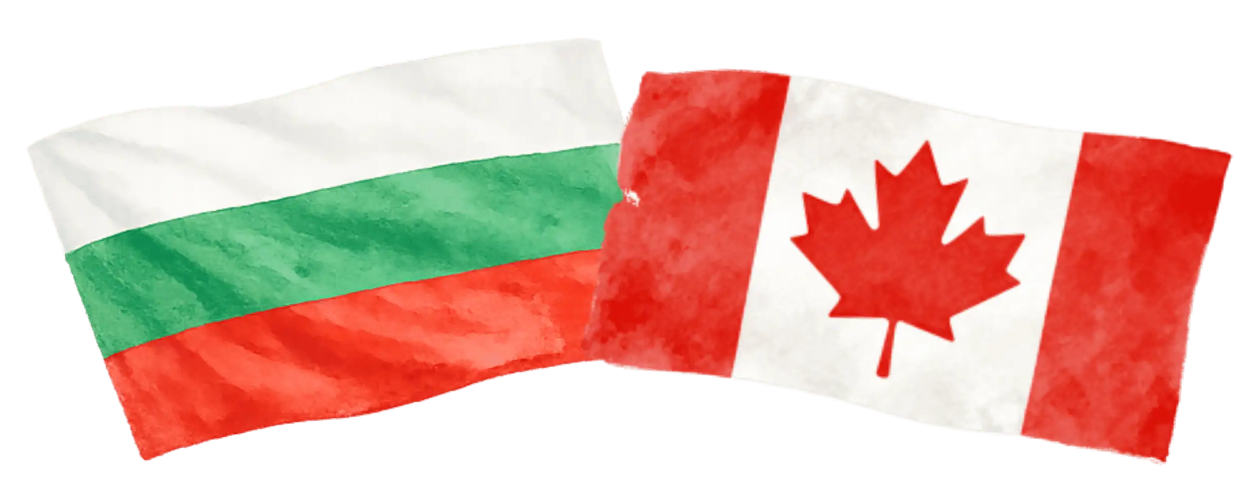 Bulgarian and Canadian flags representing immigration from Bulgaria to Canada