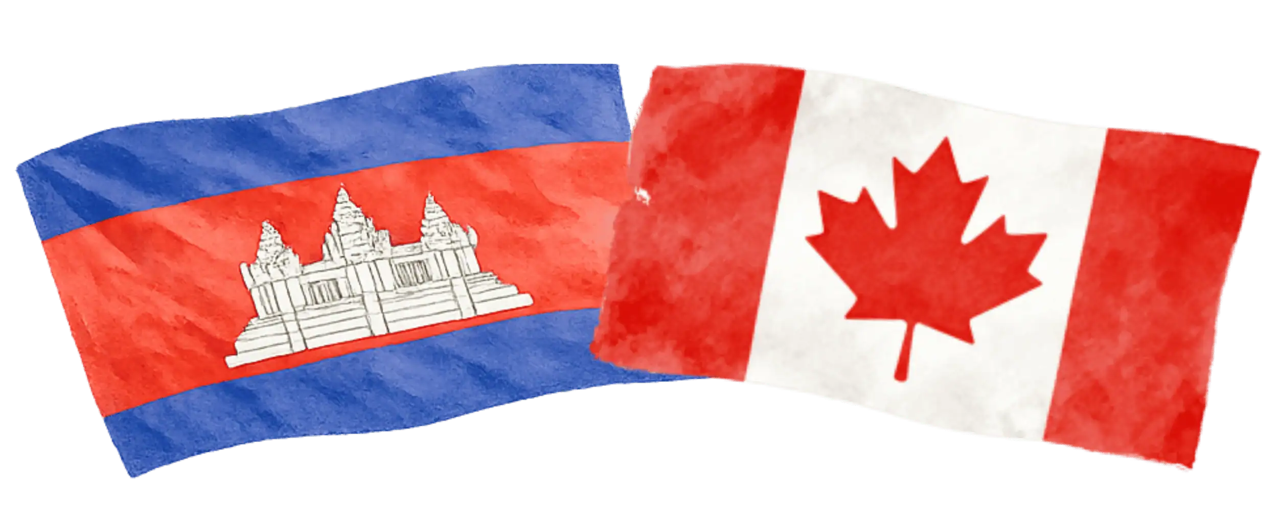 Cambodian and Canadian flags representing immigration from Cambodia to Canada