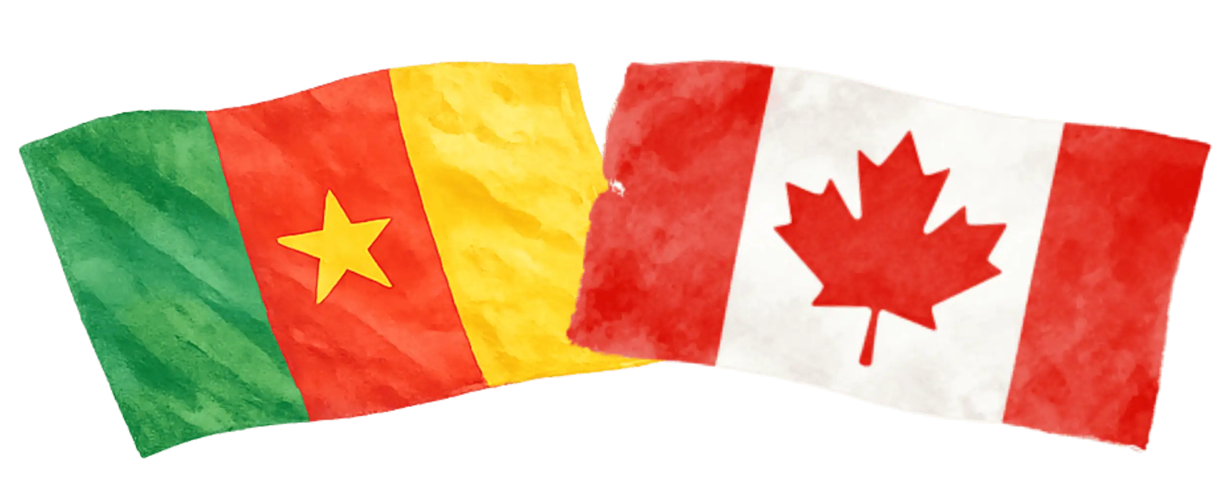 Cameroonian and Canadian flags representing immigration from Cameroon to Canada