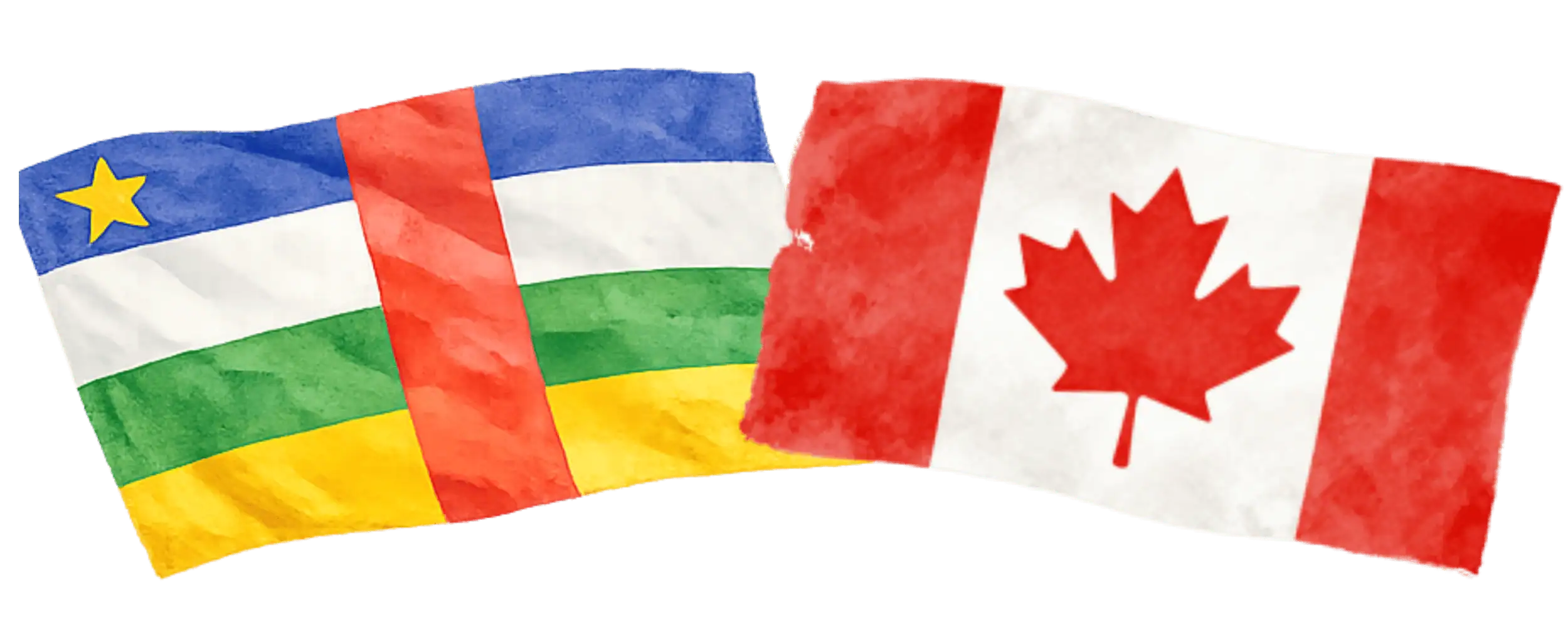 Central African and Canadian flags representing immigration from the Central African Republic to Canada