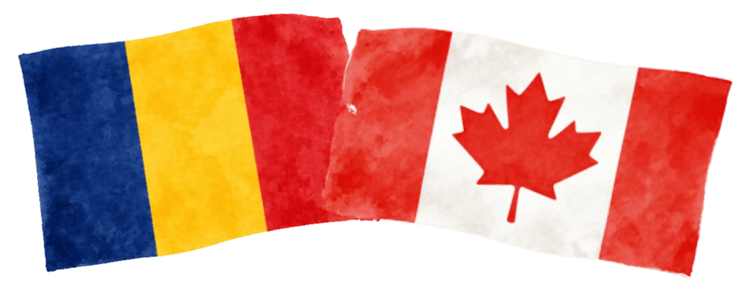 Chadian and Canadian flags representing immigration from Chad to Canada