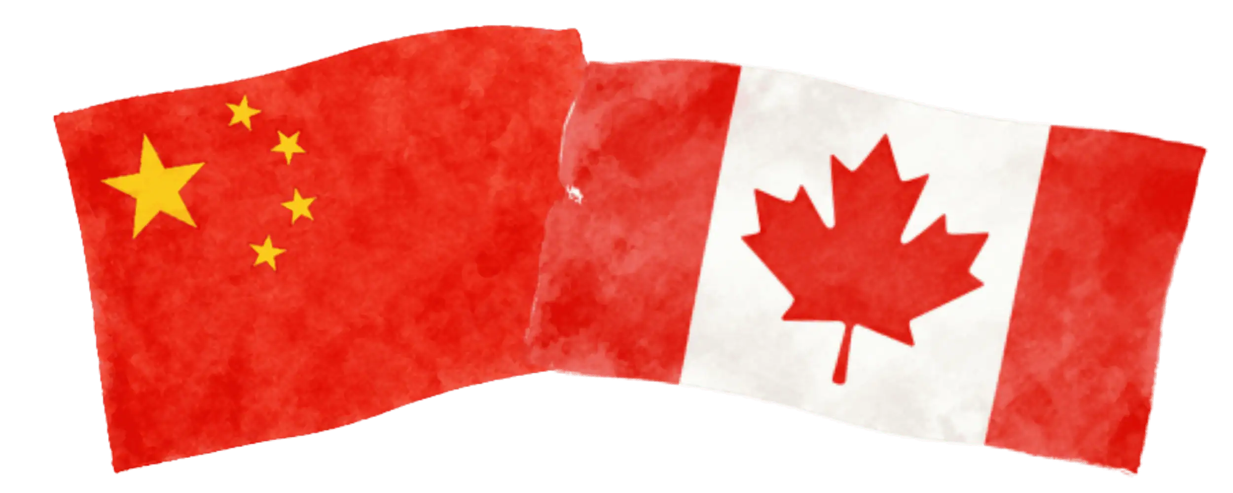 Chinese and Canadian flags representing immigration from China to Canada