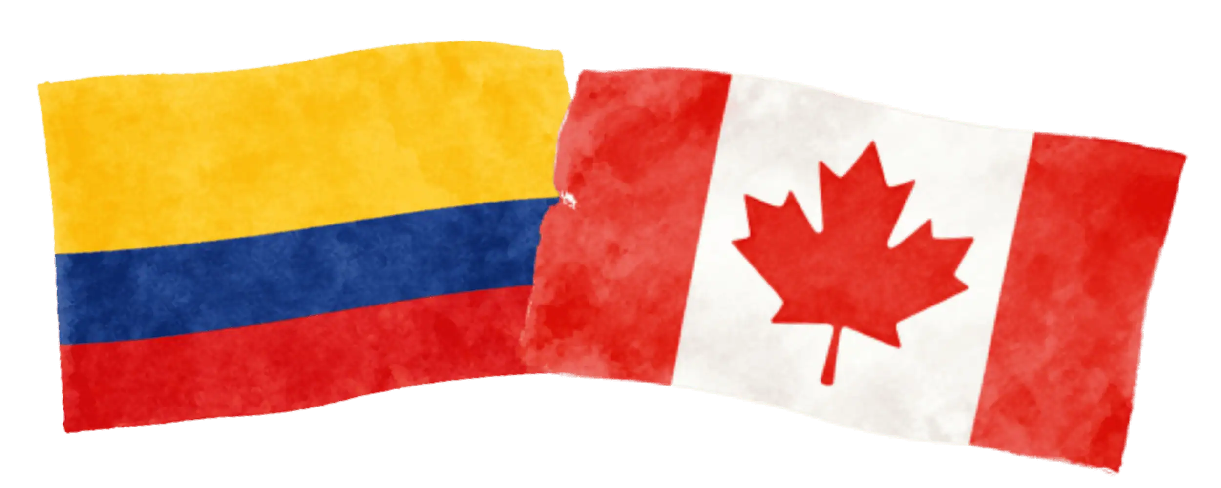 Colombian and Canadian flags representing immigration from Colombia to Canada