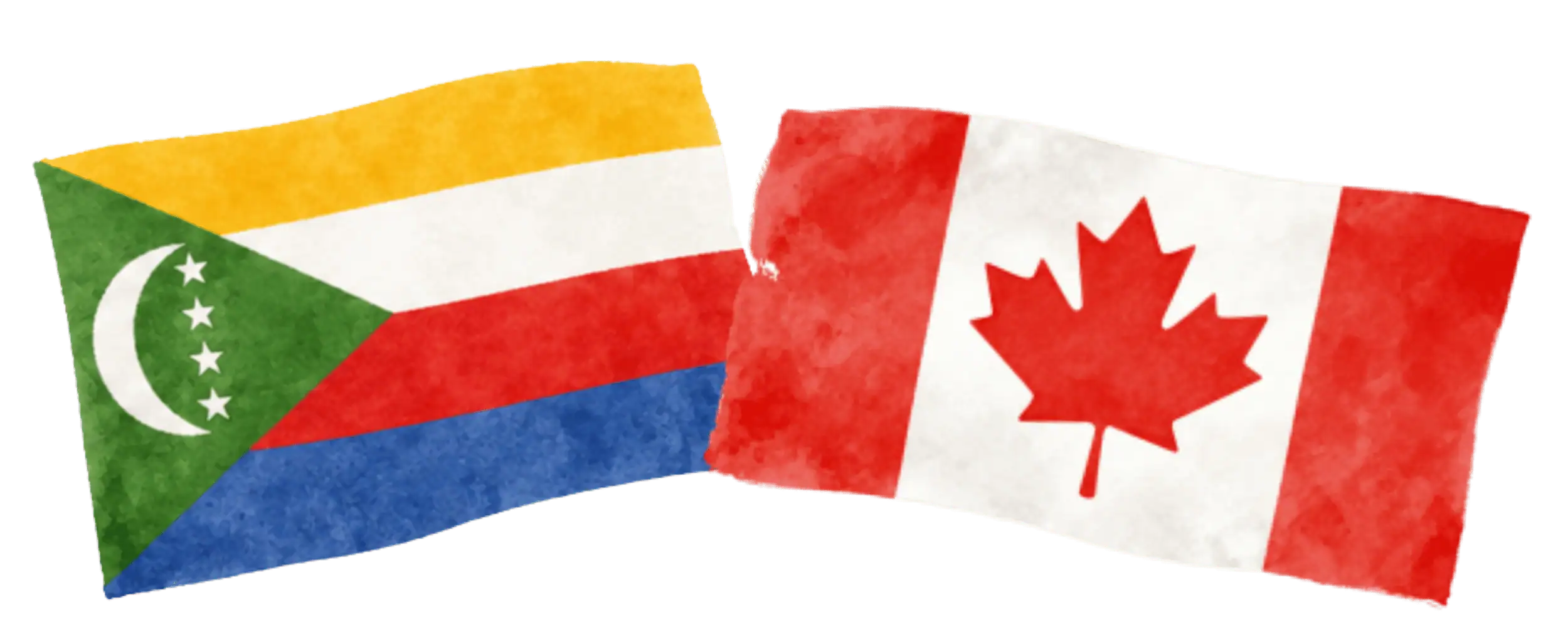 Comorian and Canadian flags representing immigration from Comoros to Canada
