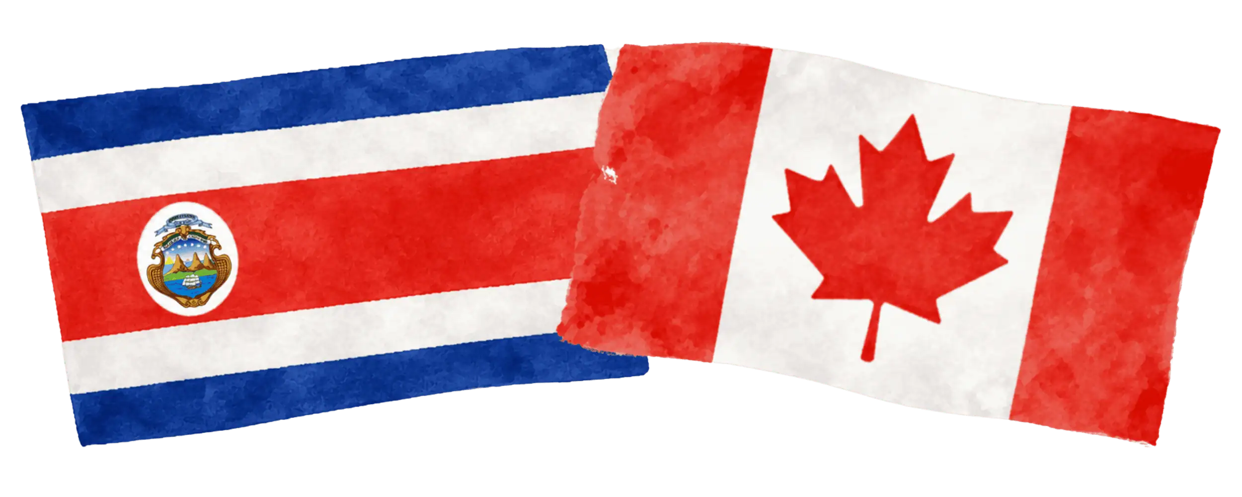 Costa Rican and Canadian flags representing immigration from Costa Rica to Canada