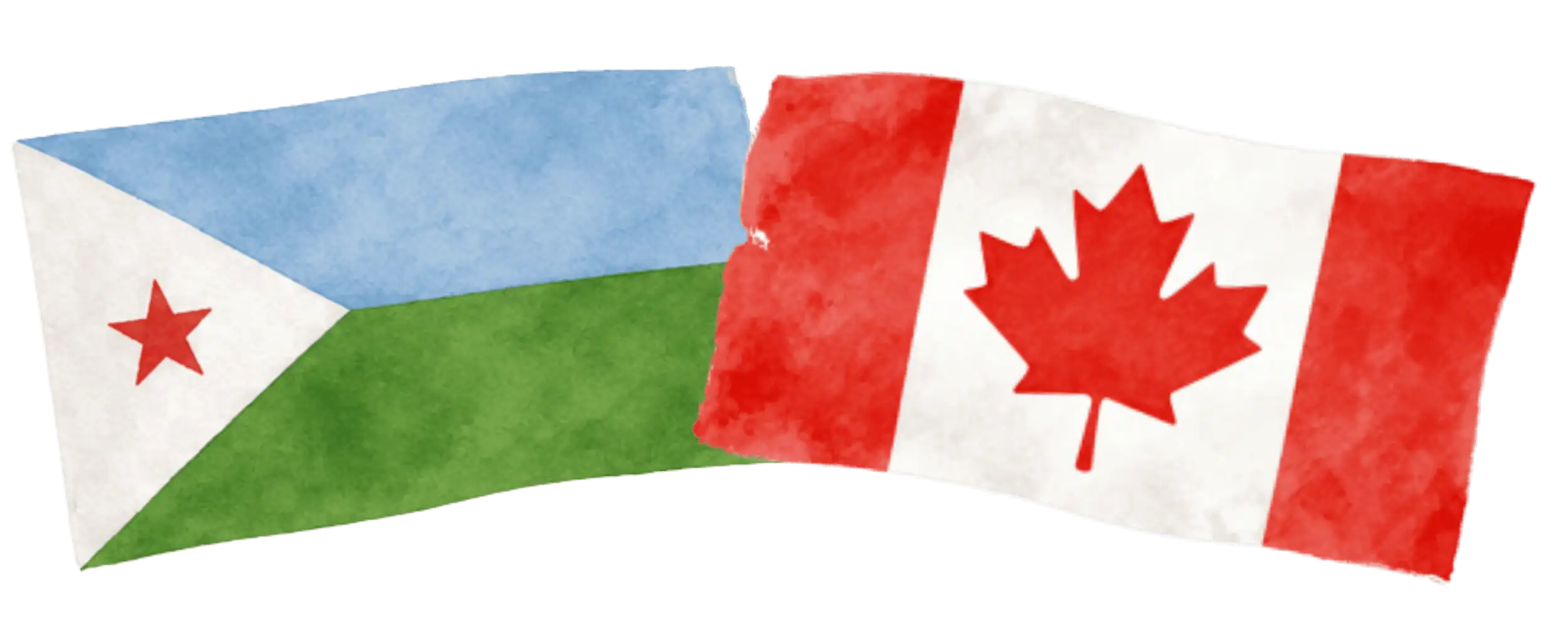 Djiboutian and Canadian flags representing immigration from Djibouti to Canada