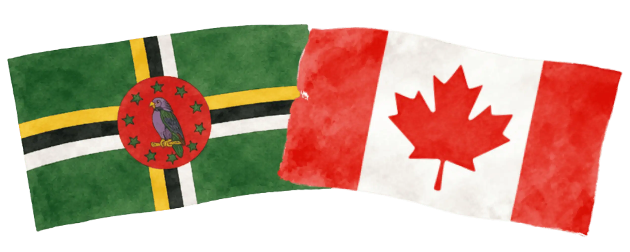 Dominican and Canadian flags representing immigration from Dominica to Canada