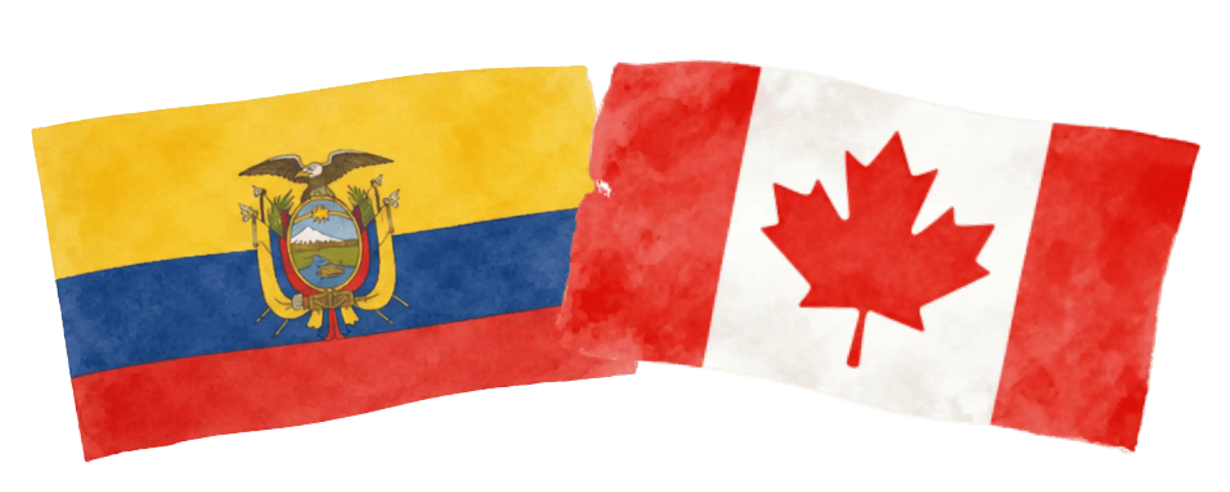 Ecuadorian and Canadian flags representing immigration from Ecuador to Canada