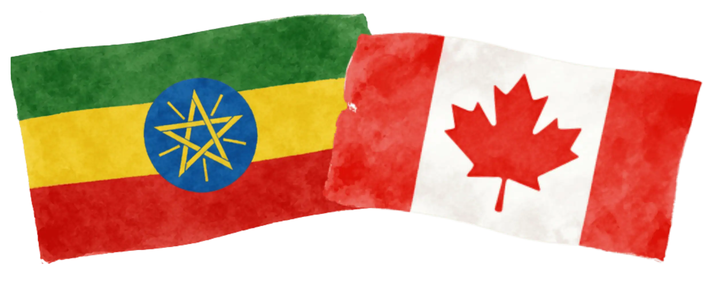 Ethiopian and Canadian flags representing immigration from Ethiopia to Canada