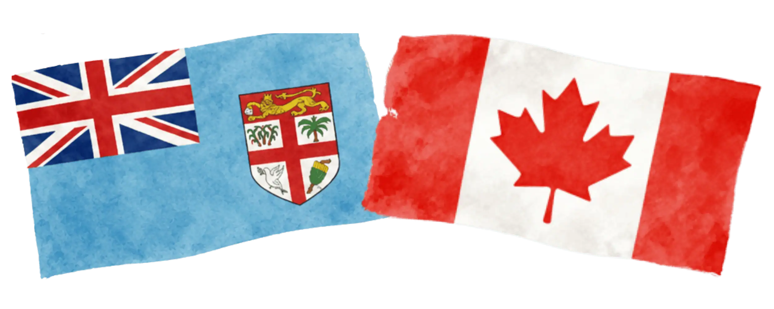 Fijian and Canadian flags representing immigration from Fiji to Canada