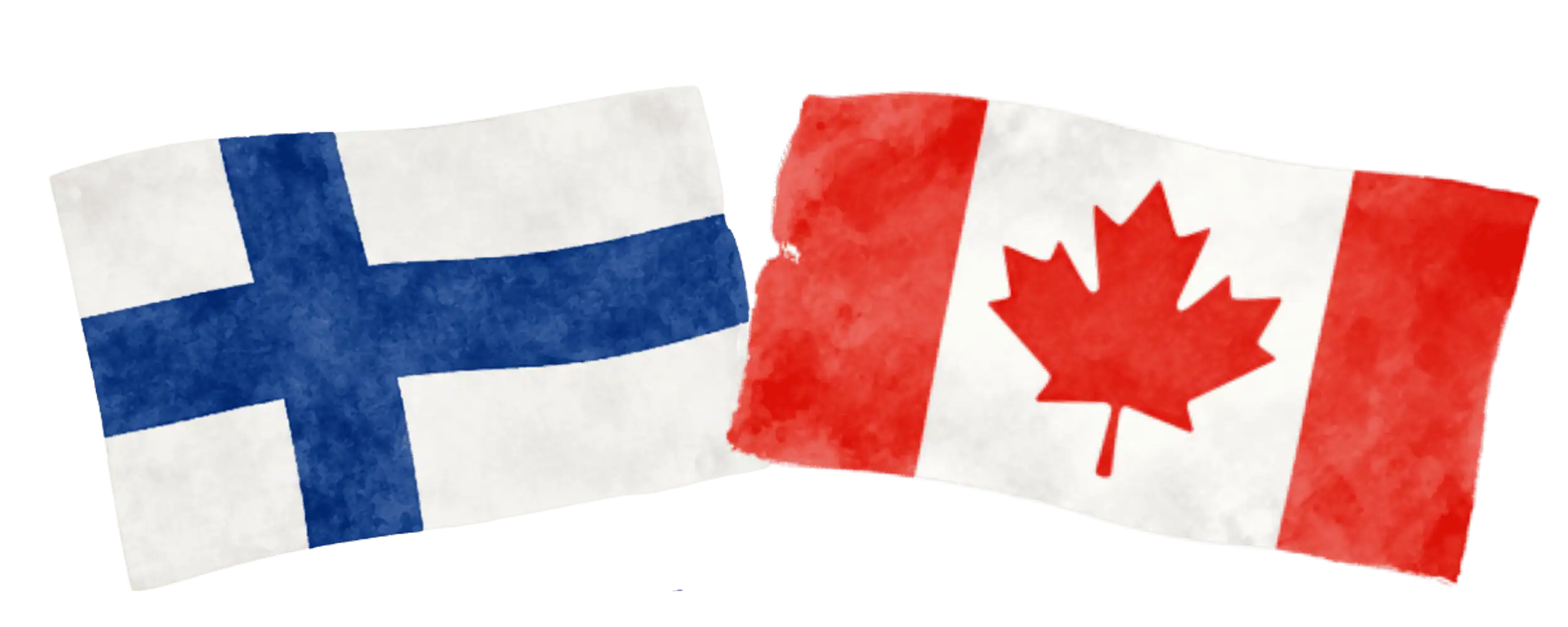 Finnish and Canadian flags representing immigration from Finland to Canada