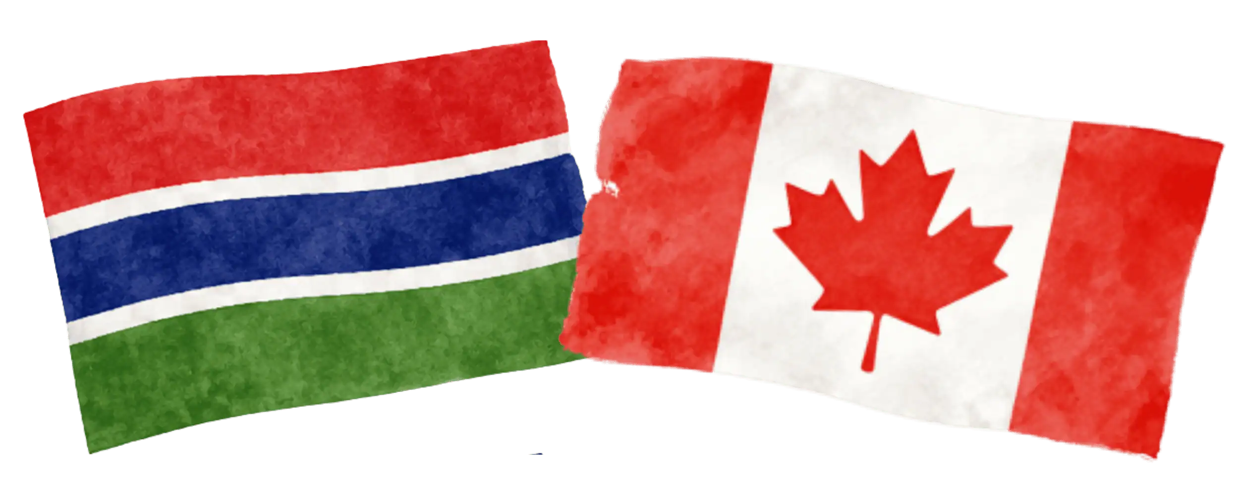 Gambian and Canadian flags representing immigration from Gambia to Canada