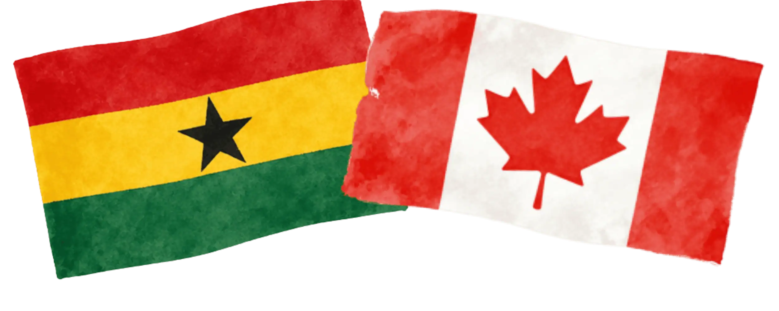 Ghanaian and Canadian flags representing immigration from Ghana to Canada