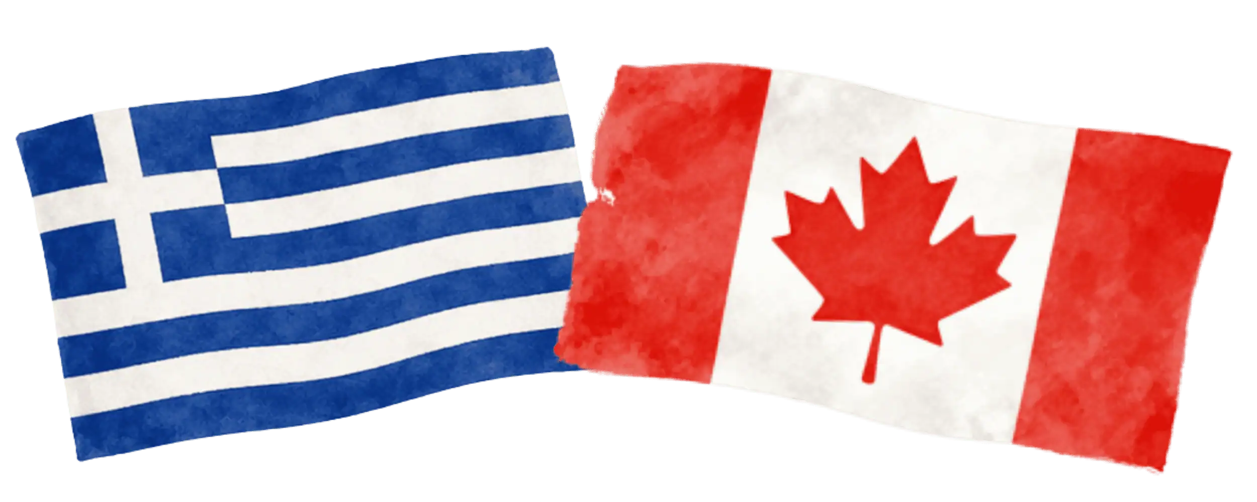 Greek and Canadian flags representing immigration from Greece to Canada
