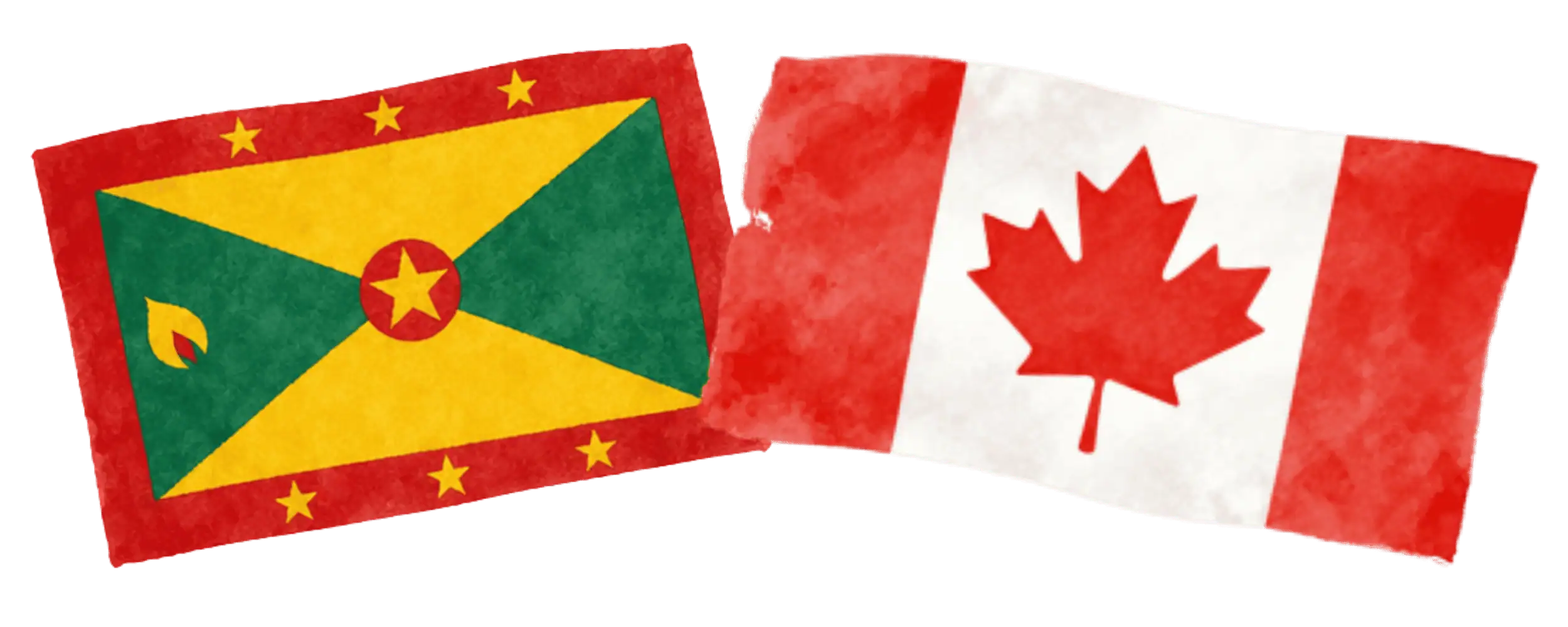 Grenadian and Canadian flags representing immigration from Grenada to Canada