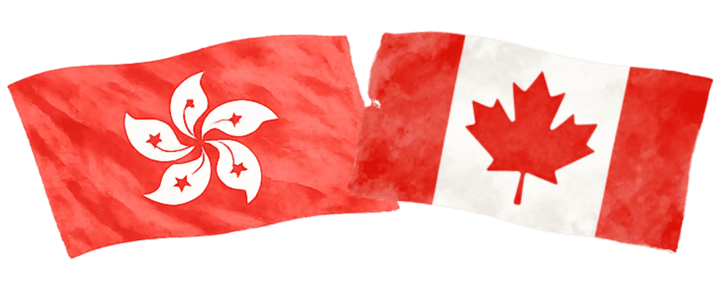 Hong Kong and Canadian flags representing immigration from Hong Kong to Canada