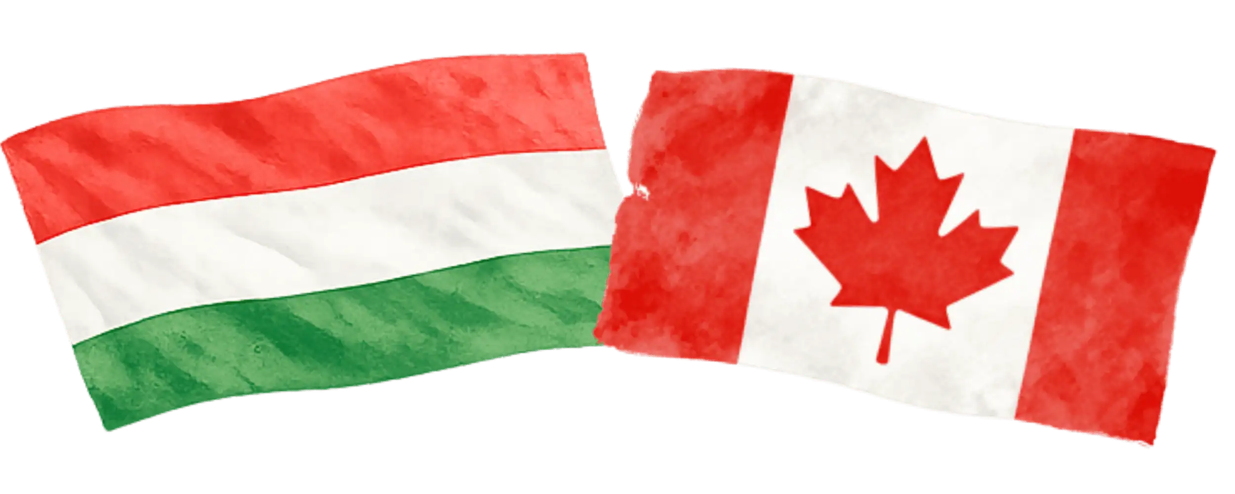 Hungarian and Canadian flags representing immigration from Hungary to Canada