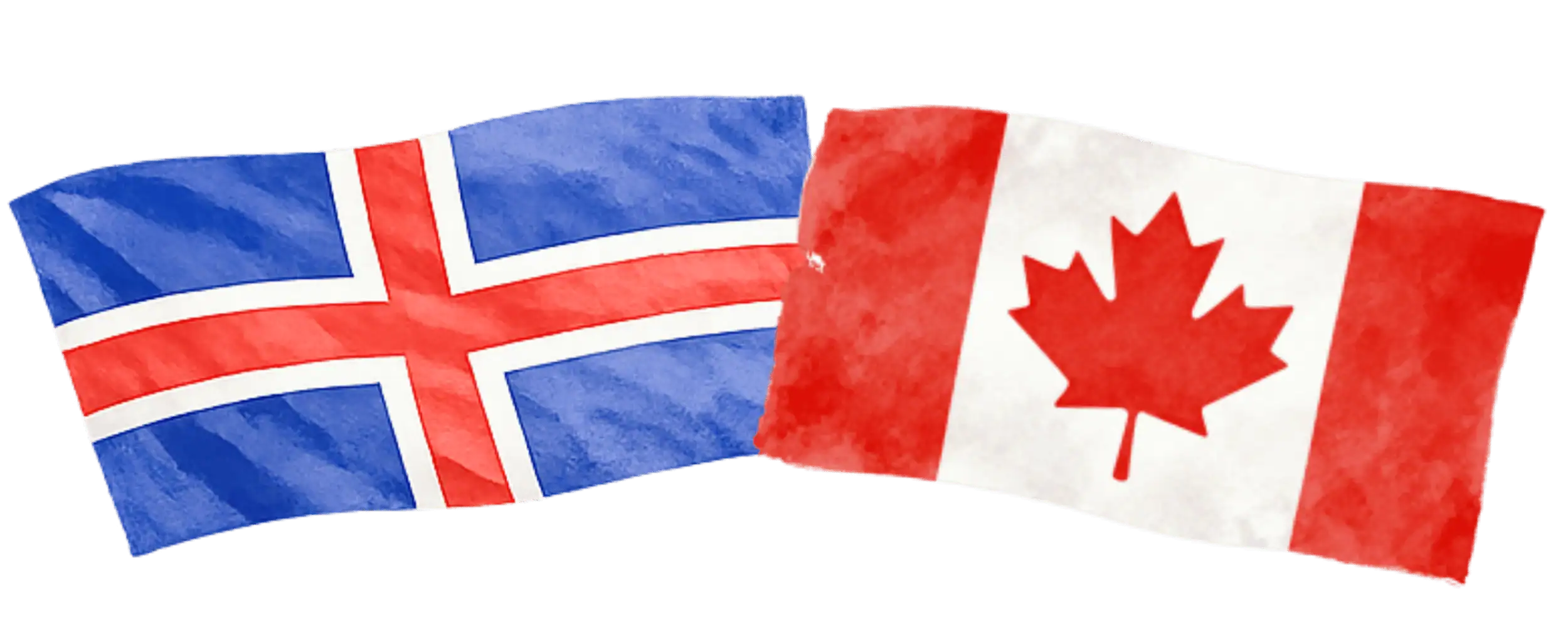 Icelandic and Canadian flags representing immigration from Iceland to Canada