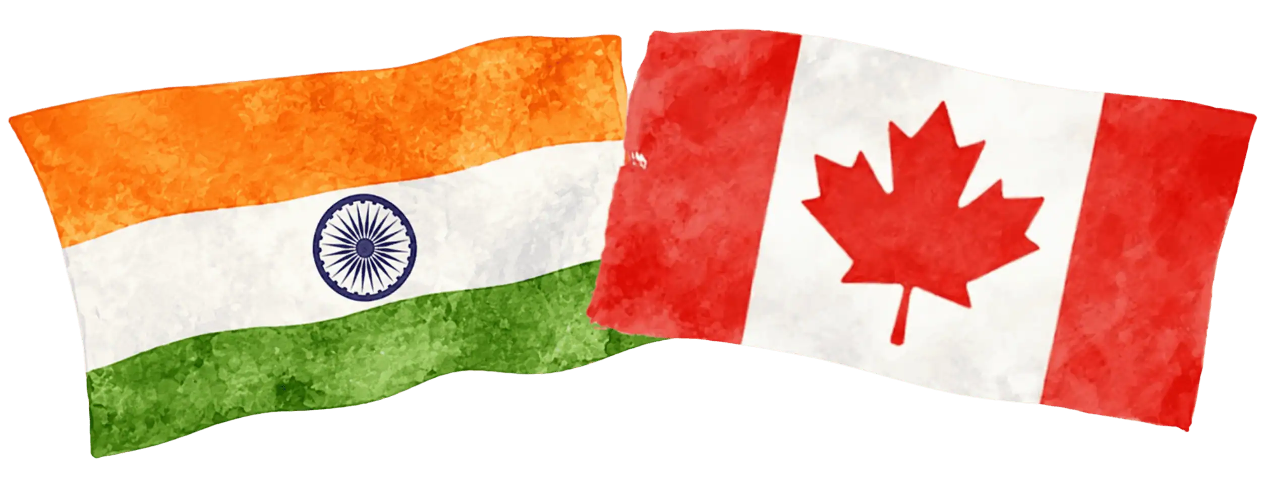 Indian and Canadian flags representing immigration from India to Canada