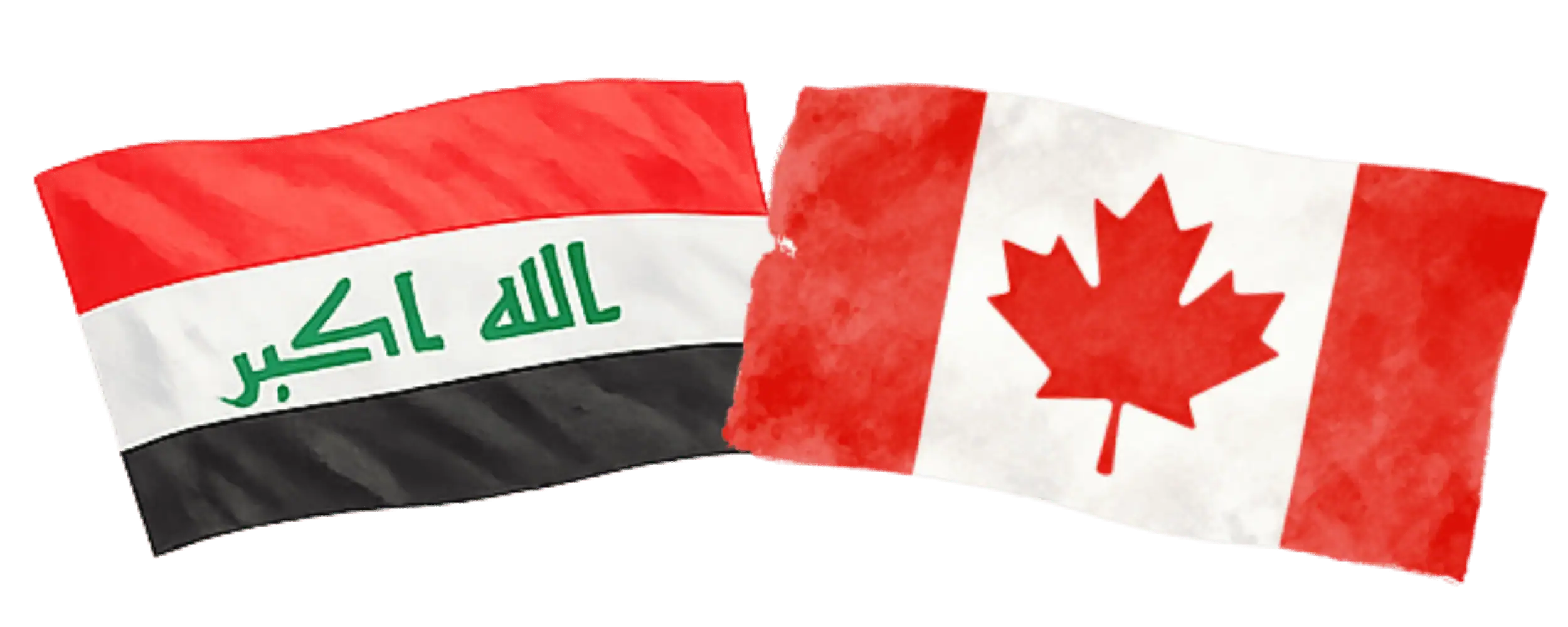 Iraqi and Canadian flags representing immigration from Iraq to Canada