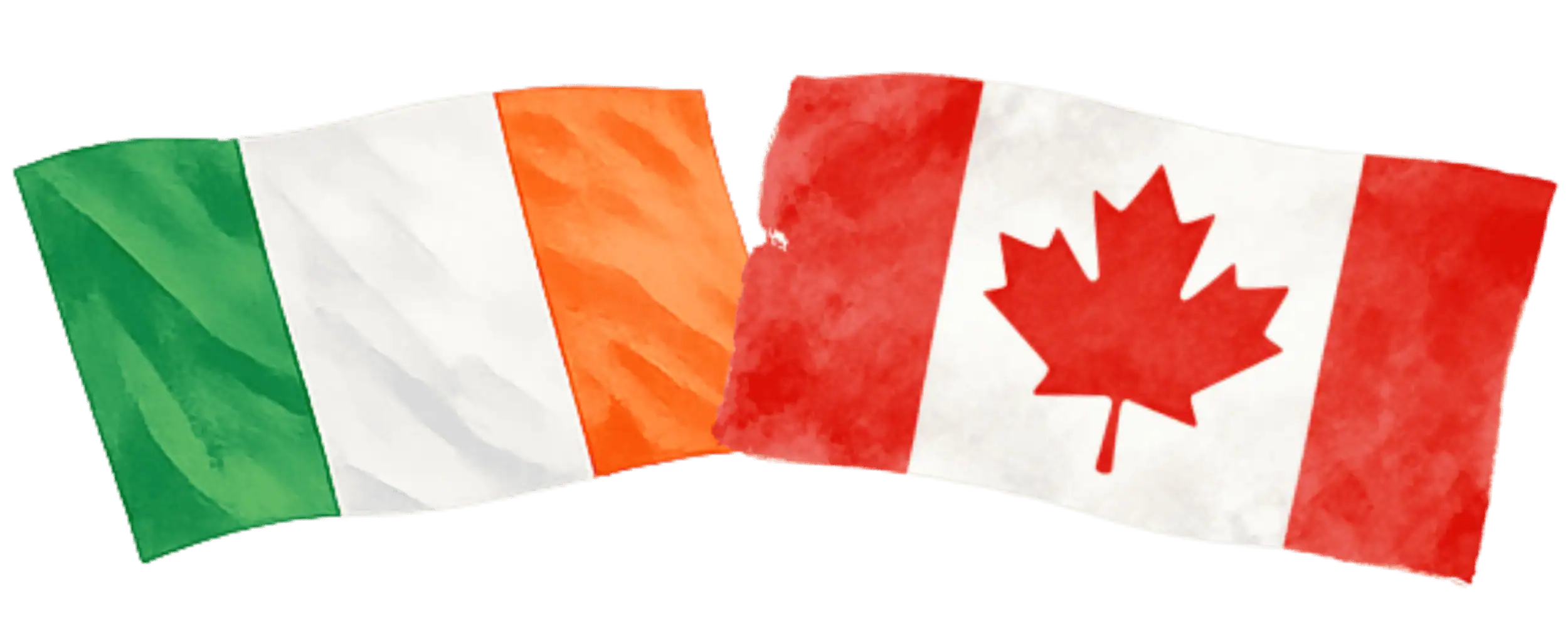 Irish and Canadian flags representing immigration from Ireland to Canada