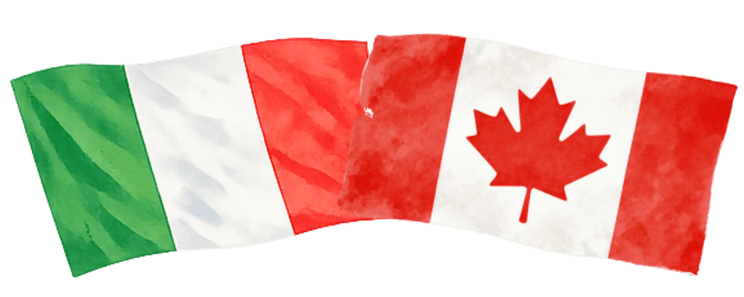 Italian and Canadian flags representing immigration from Italy to Canada