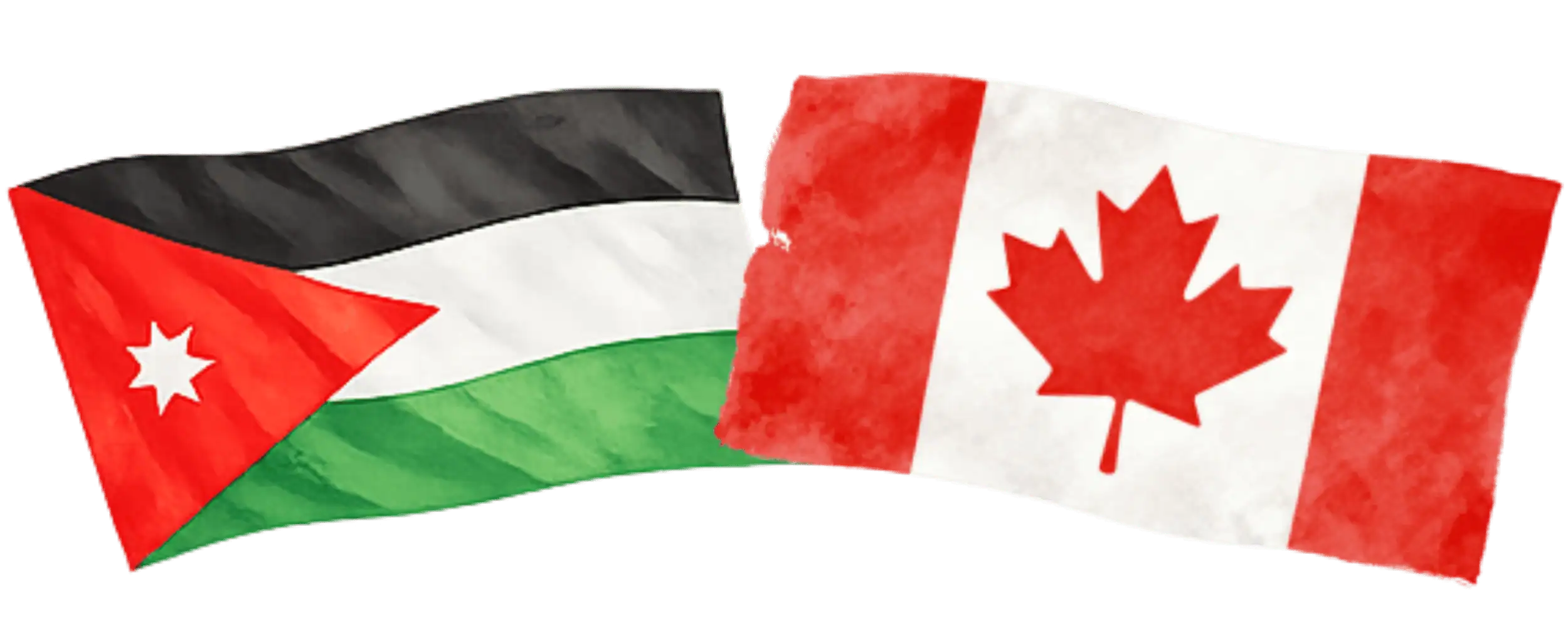 Jordanian and Canadian flags representing immigration from Jordan to Canada