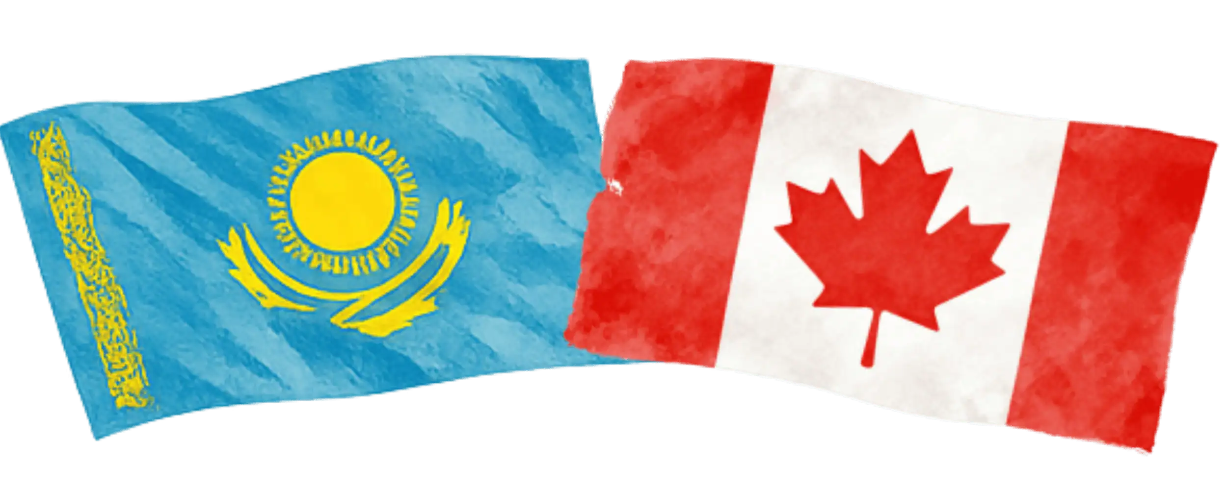 Kazakhstani and Canadian flags representing immigration from Kazakhstan to Canada