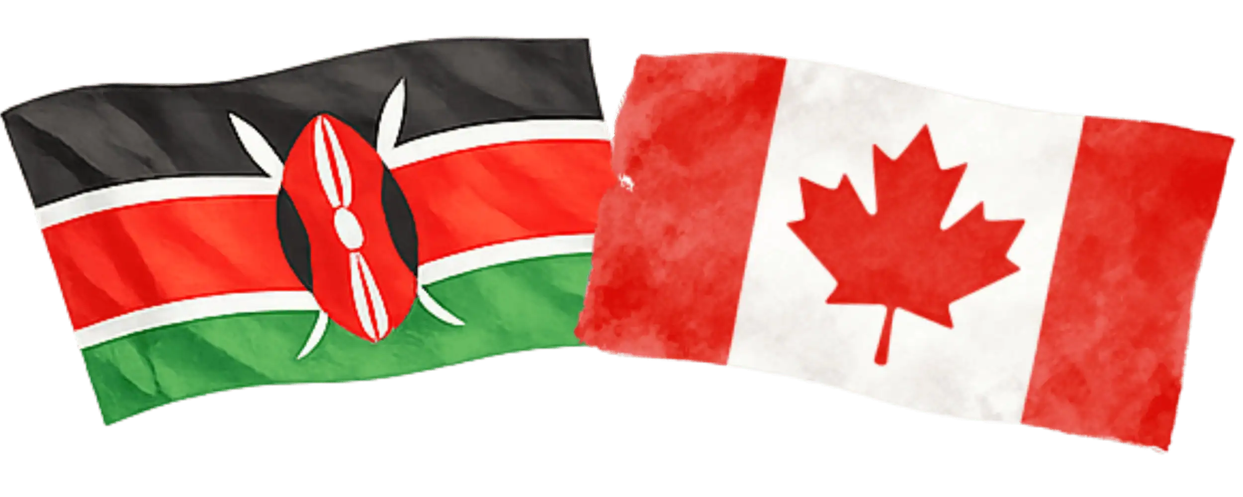 Kenyan and Canadian flags representing immigration from Kenya to Canada