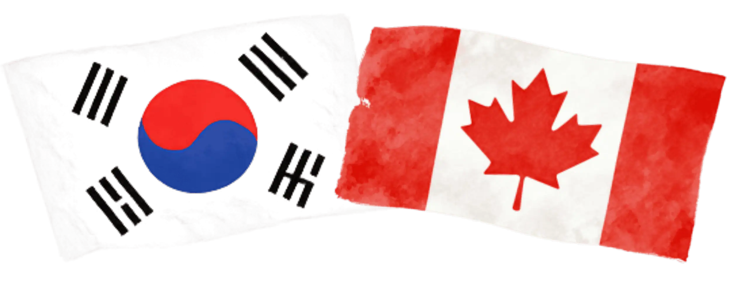 South Korean and Canadian flags representing immigration from South Korea to Canada