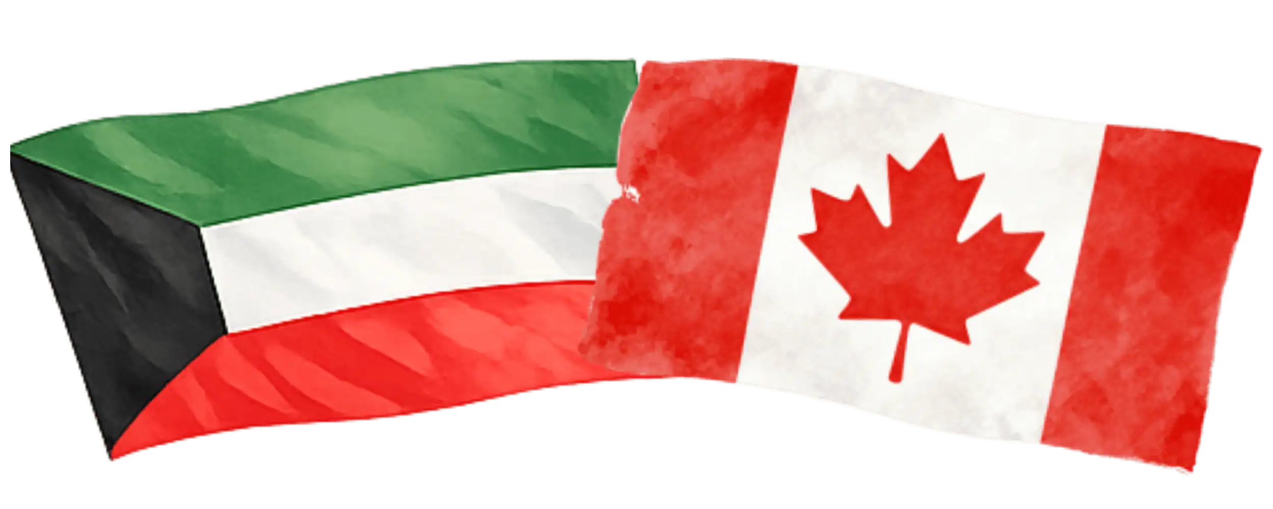 Kuwaiti and Canadian flags representing immigration from Kuwait to Canada