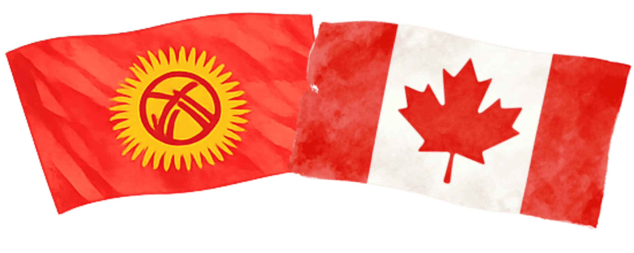 Kyrgyzstani and Canadian flags representing immigration from Kyrgyzstan to Canada