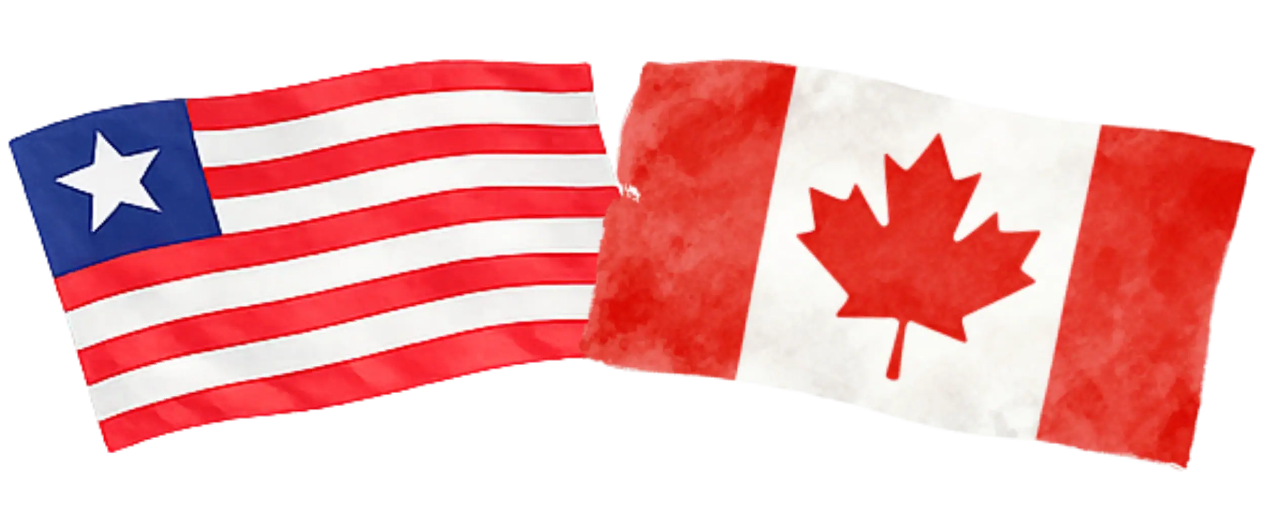 Liberian and Canadian flags representing immigration from Liberia to Canada